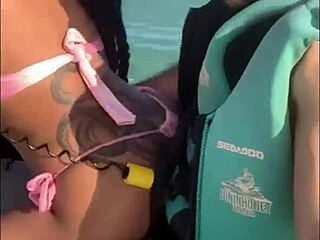Horny brazilian bride betrays husband on honeymoon trip fucking the muscular jetski coach big dick while hubby is away