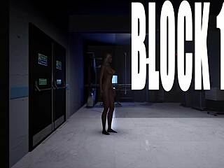 a beautiful blonde woman explores a laboratory but gets fucked by infected men with long cocks - hentai game gameplay