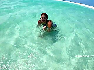on the beach with marina gold sucking and gagging