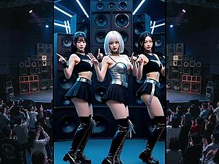 Excited crowd watches intense k-pop dance contest finals