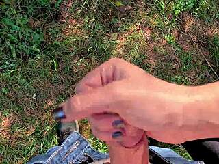 naughty nature handjob outdoor male pov handjob huge cum