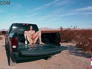 stuffs the horny tgirls tight hole in the desert