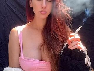 artemisia love enjoys outdoor smoking session